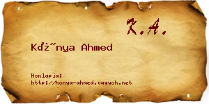 Kónya Ahmed névjegykártya